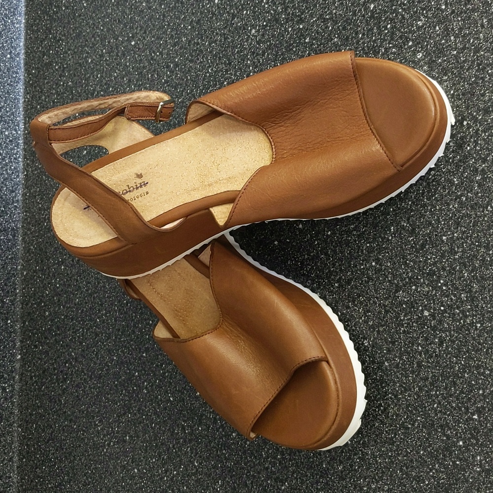 Anthropology platform leather sandals